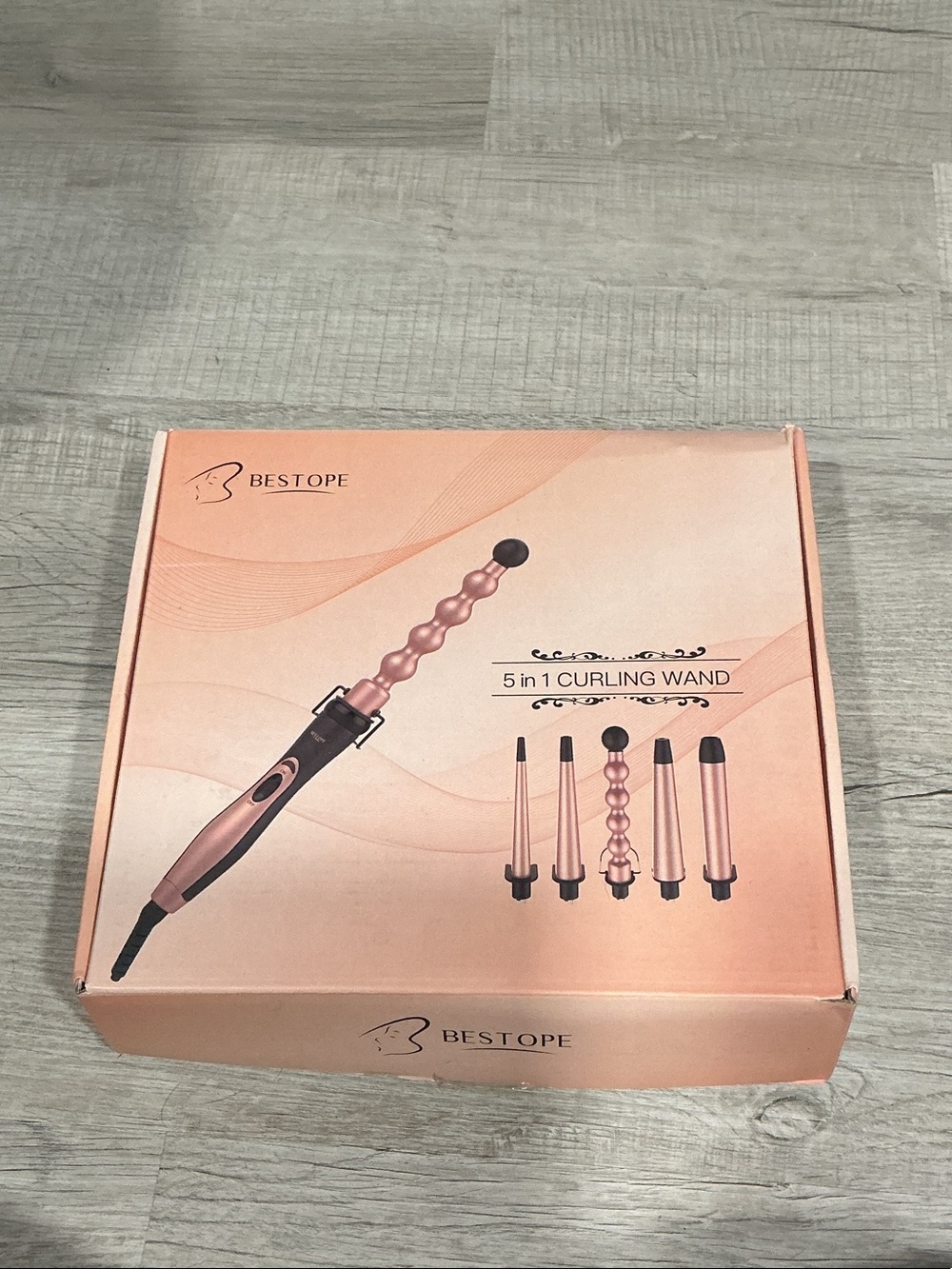 BESTOPE 5-in-1 Curling Wand Set in Rose Gold